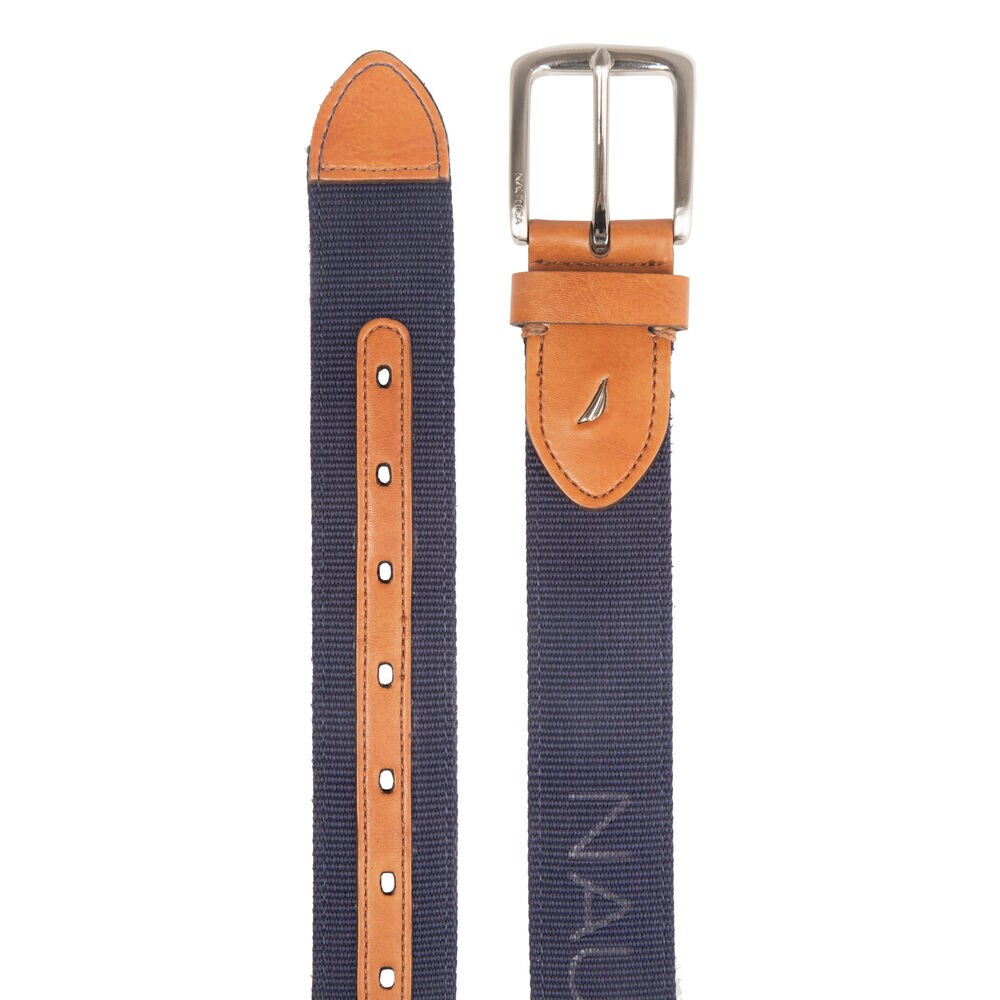 LOGO EMBOSSED BELT,Navy,large