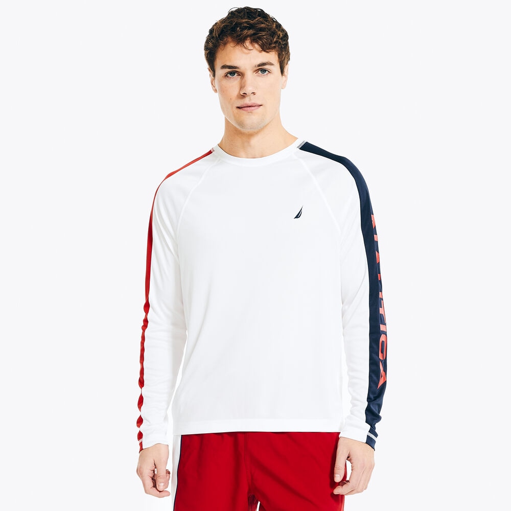 COLORBLOCK RASH GUARD SWIM SHIRT,Bright White,large