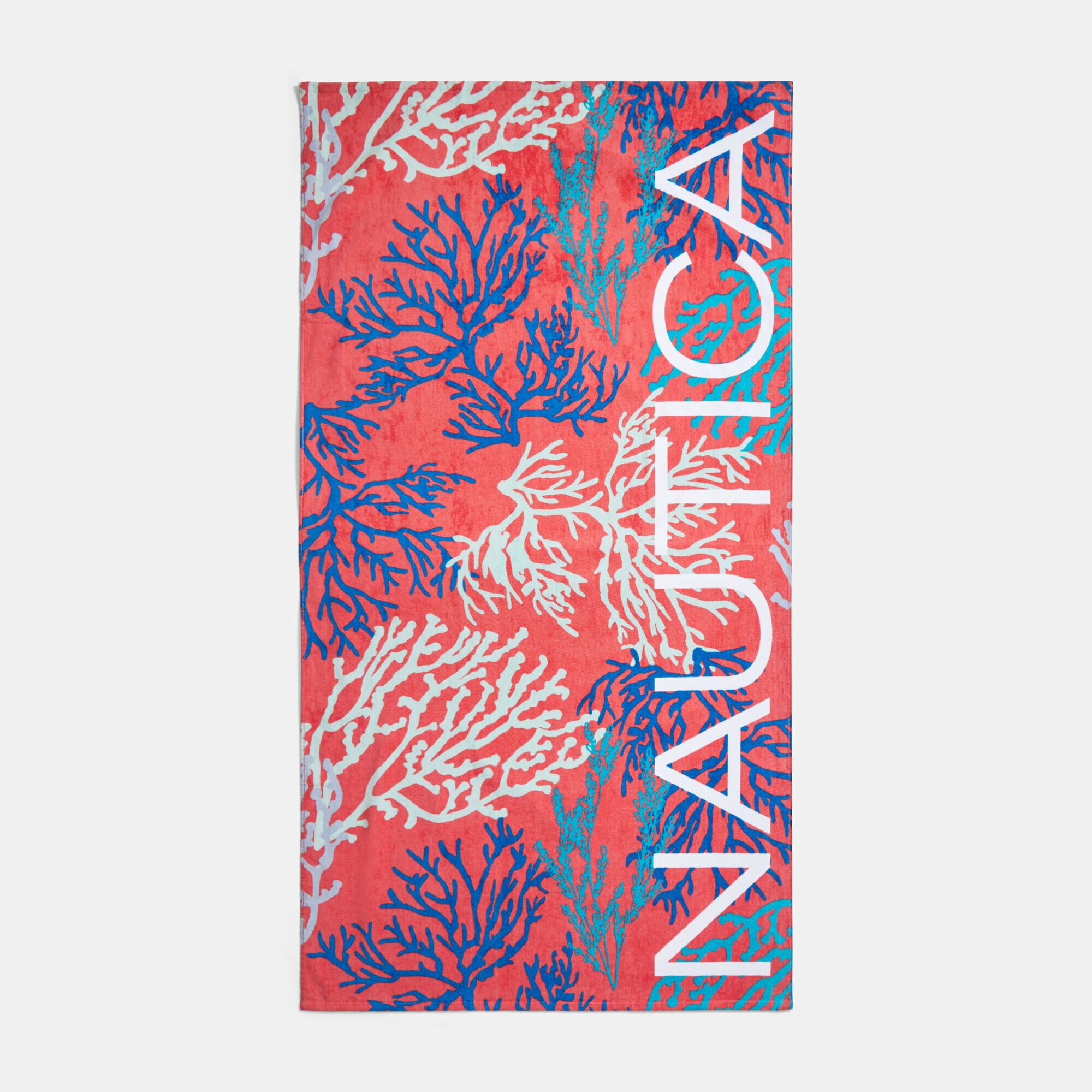 CORAL AND LOGO PRINTED BEACH TOWEL,Orange,large