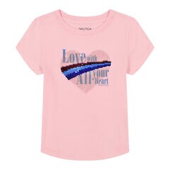 Little Girls' Love With All Your Heart T-Shirt (4-6X),Sunguard Red,large