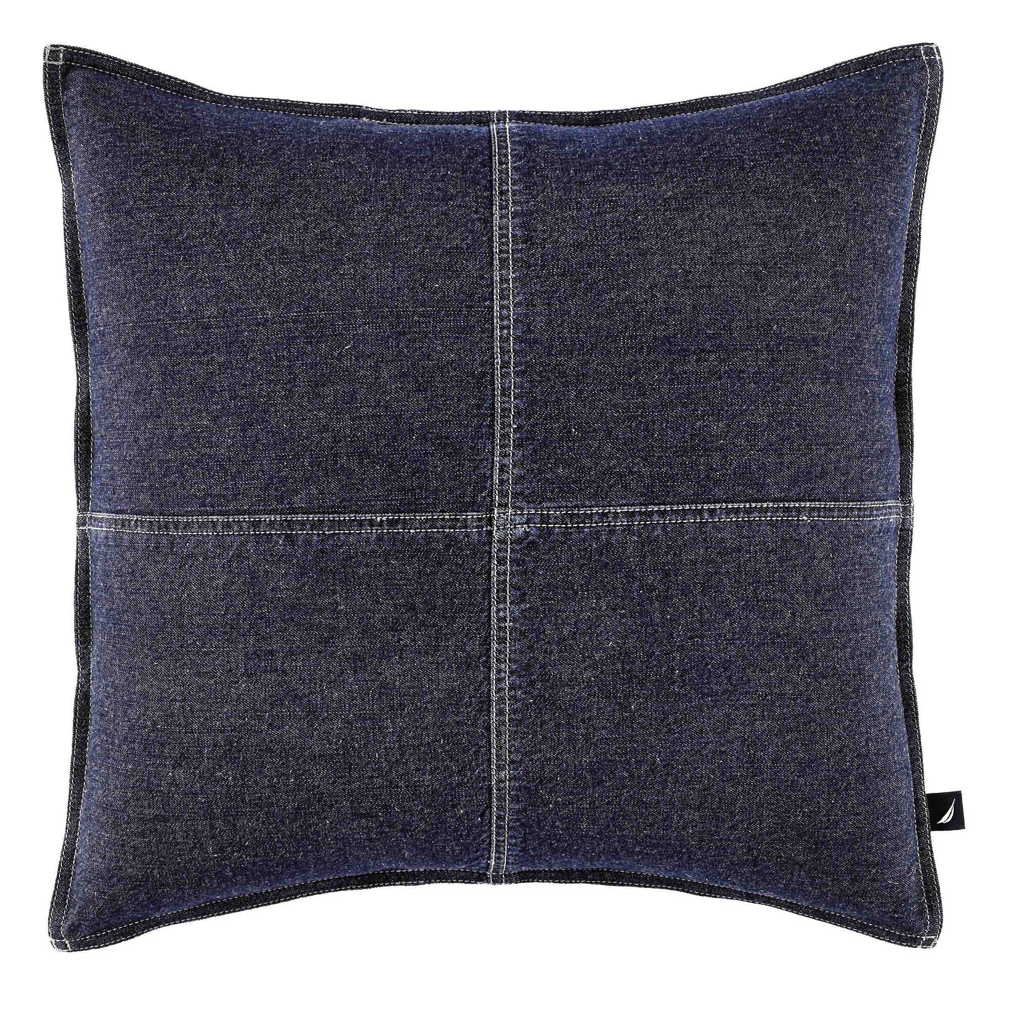 Seaward Denim Square Throw Pillow,Naval Blue,large