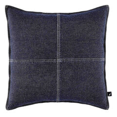 Seaward Denim Square Throw Pillow,Naval Blue,large