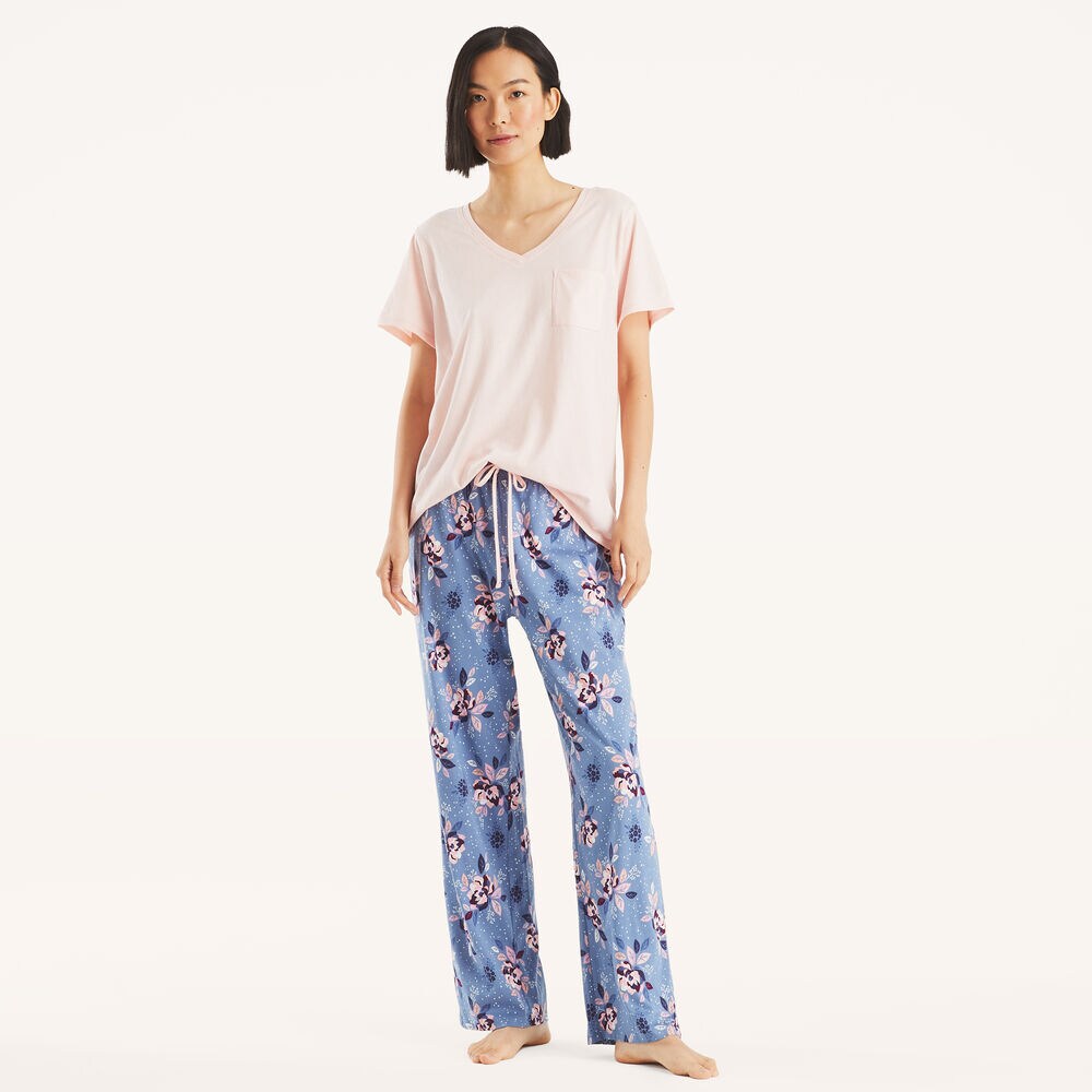 Printed Pajama Pant Set,Gulfcoast Blue Heather,large