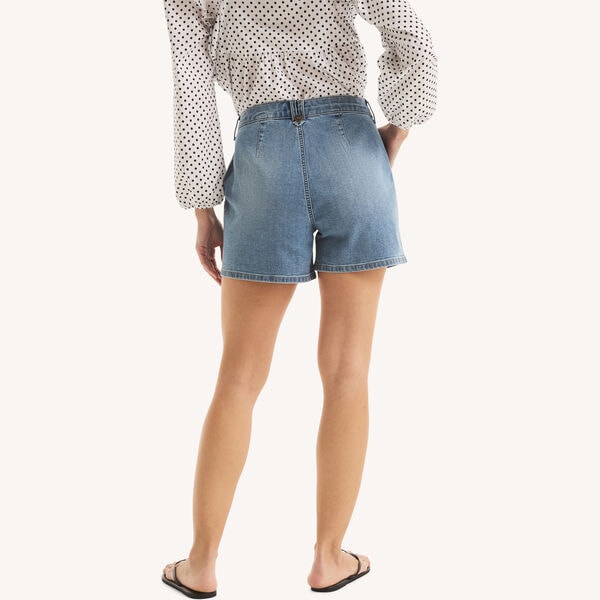 Pleated Denim Short