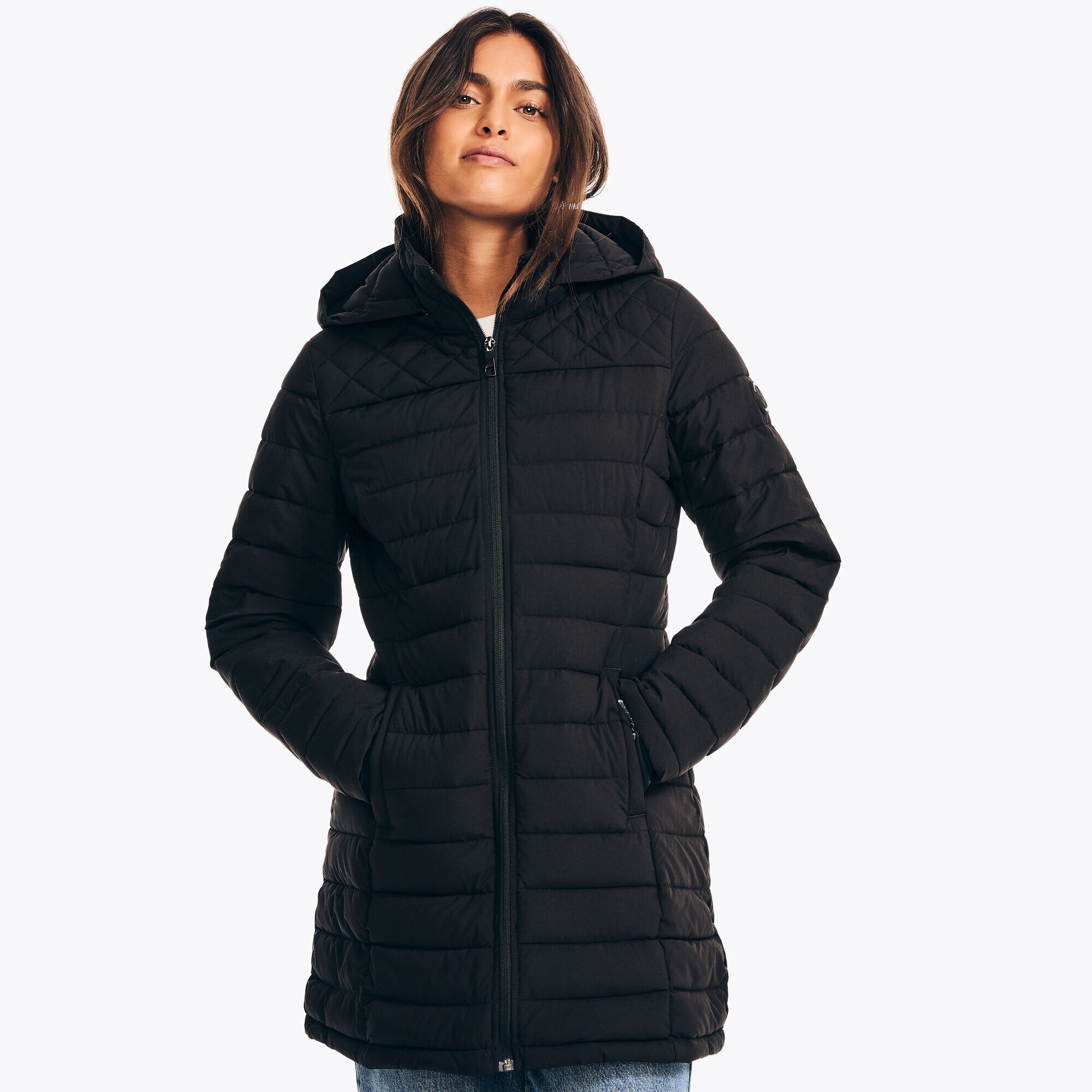 Puffer Jacket With Removable Hood,True Black,large
