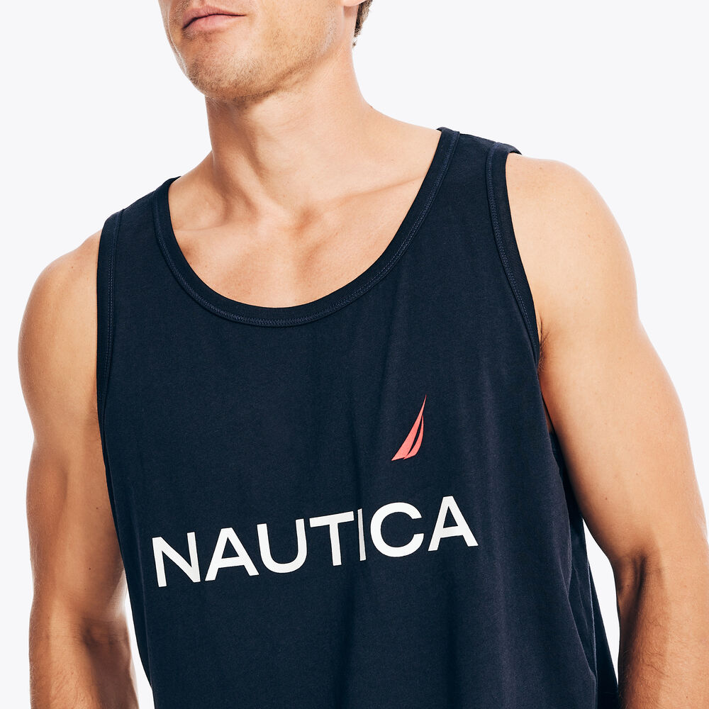 LOGO GRAPHIC SLEEP TANK,Navy,large