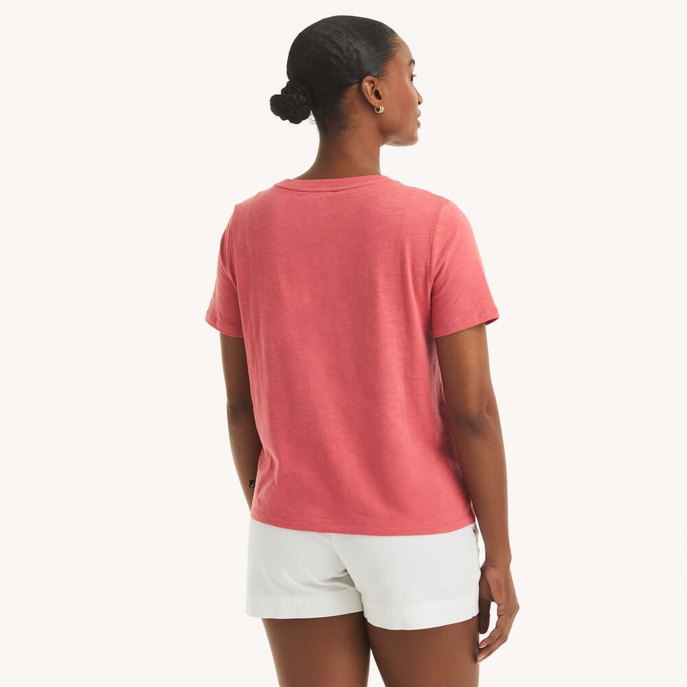 Embroidered Crewneck T-Shirt,Classic Red,large