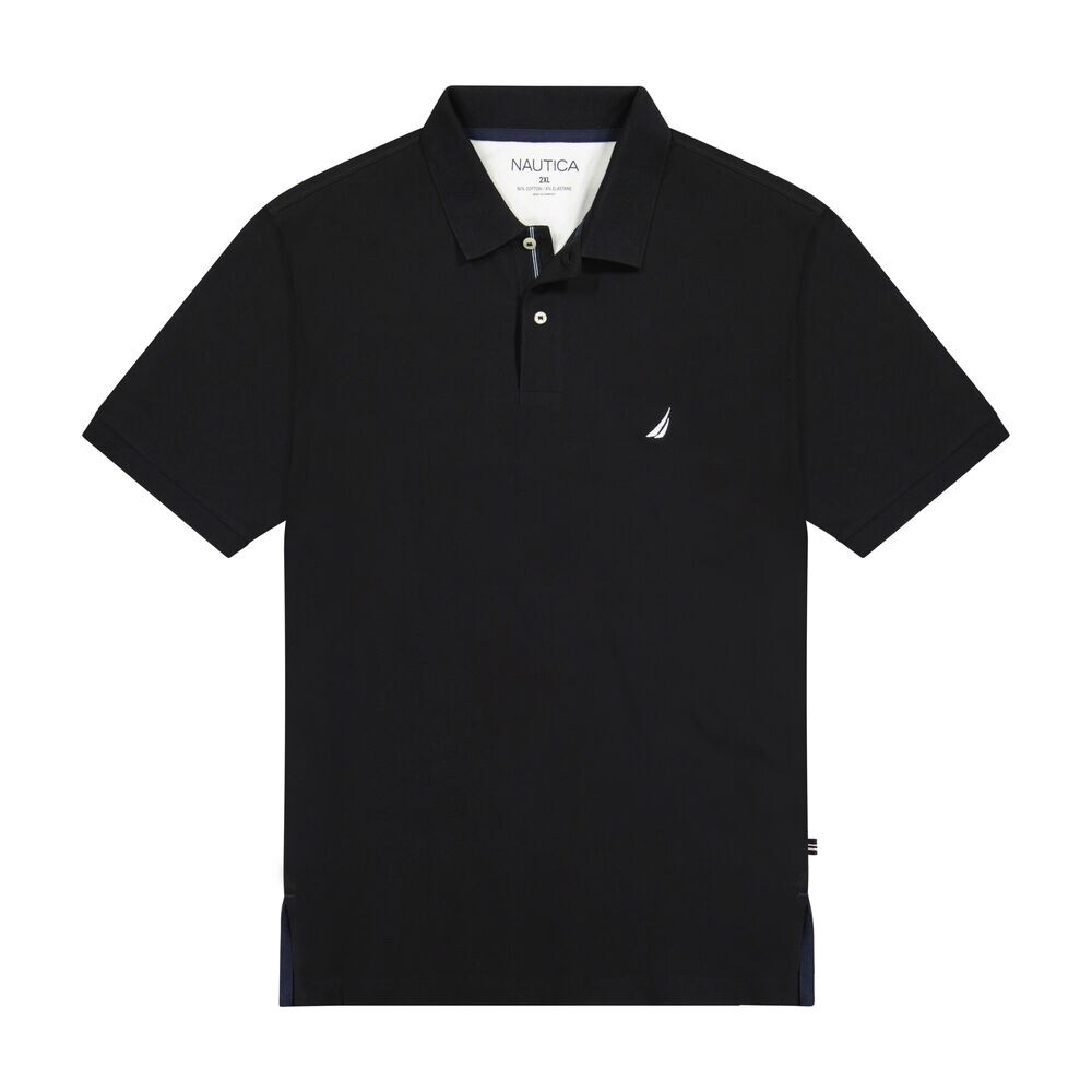 BIG & TALL STRETCH MESH POLO,True Black,large