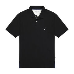 BIG & TALL STRETCH MESH POLO,True Black,large
