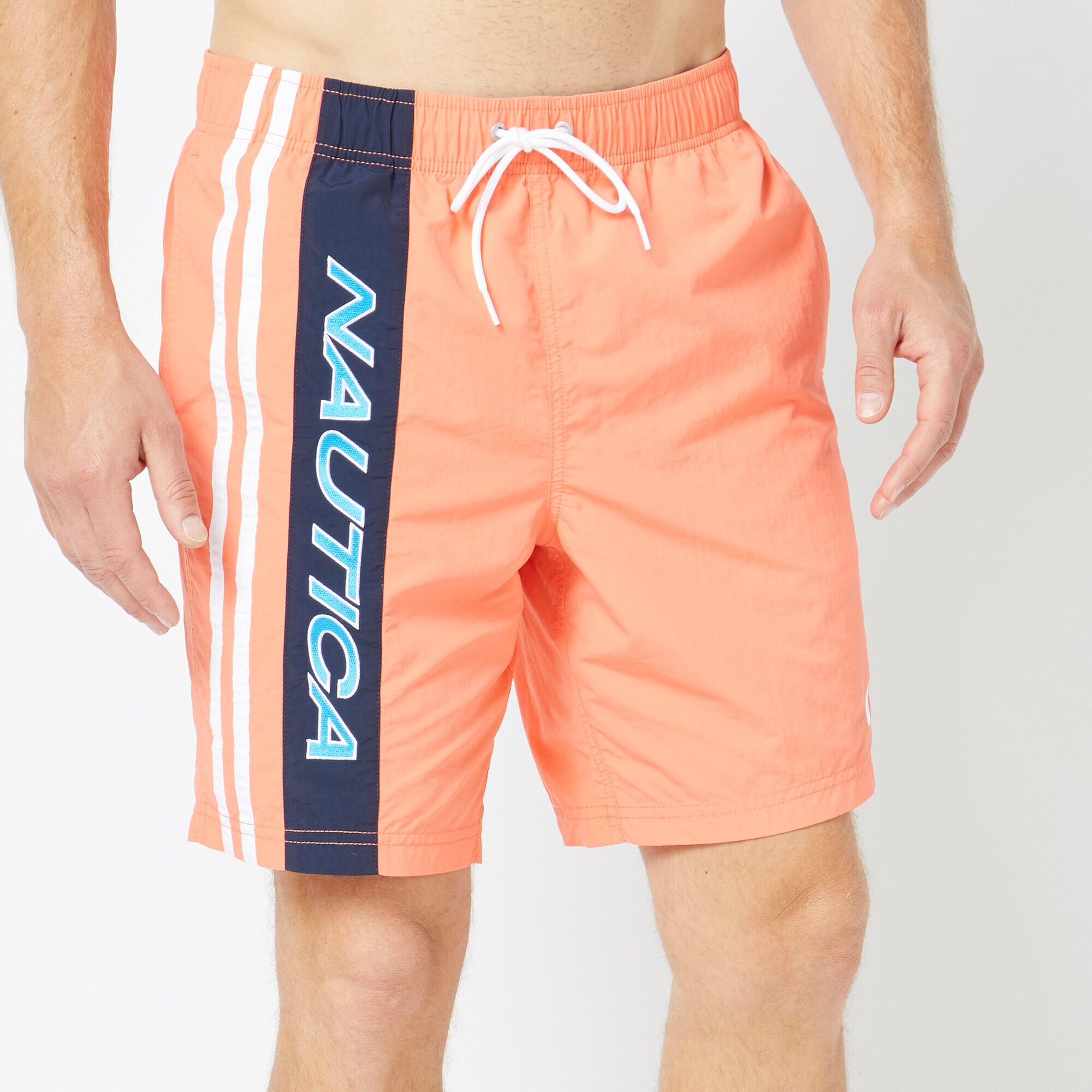 8" RACER STRIPE QUICK-DRY SWIM,Livng Coral,large