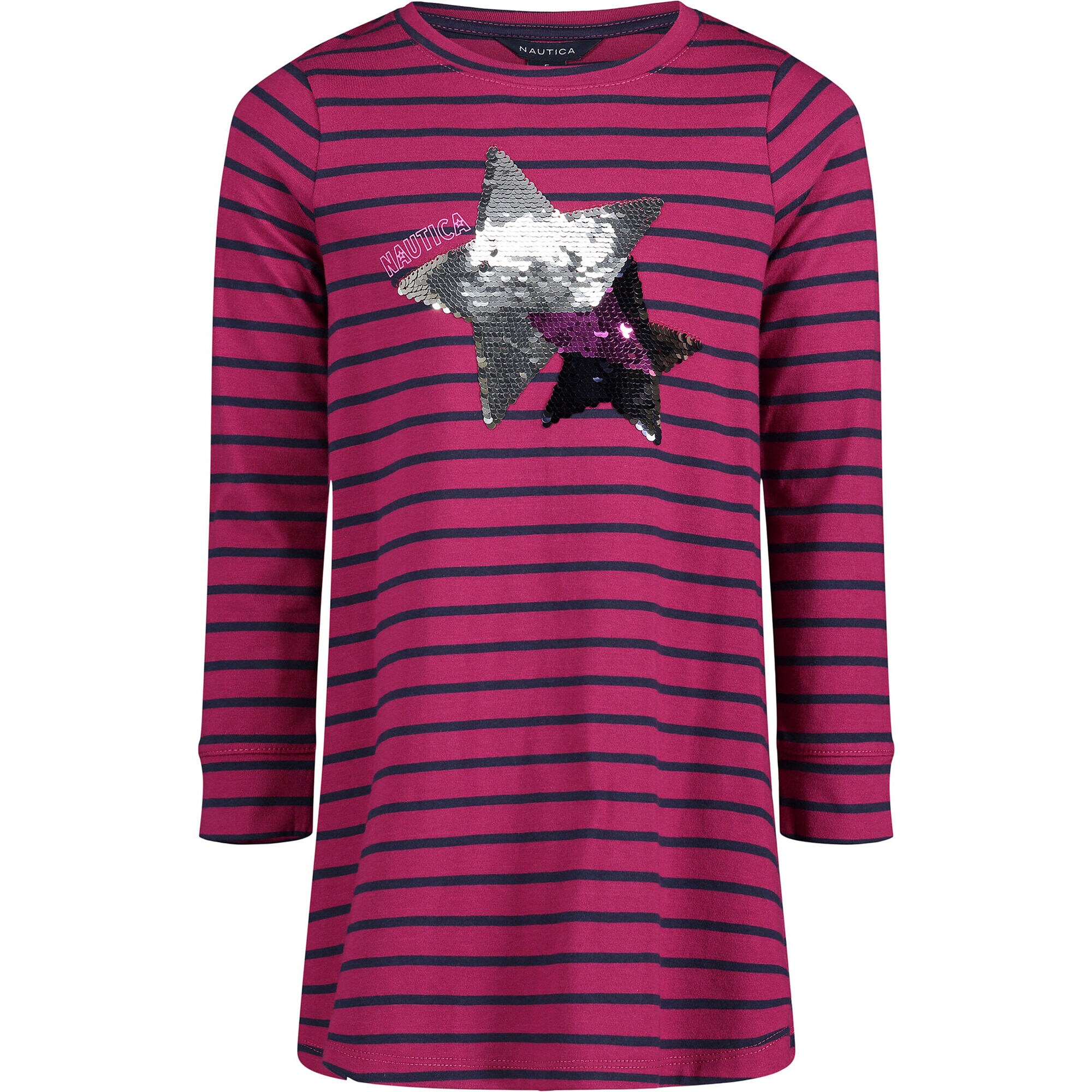 GIRLS' PRINTED DRESS (8-16),Dusty Pink,large