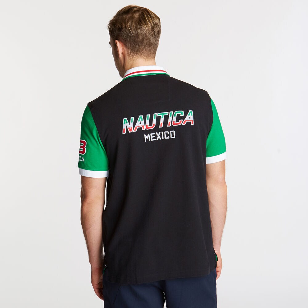Short Sleeve Classic Fit Mexico Performance Polo,True Black,large