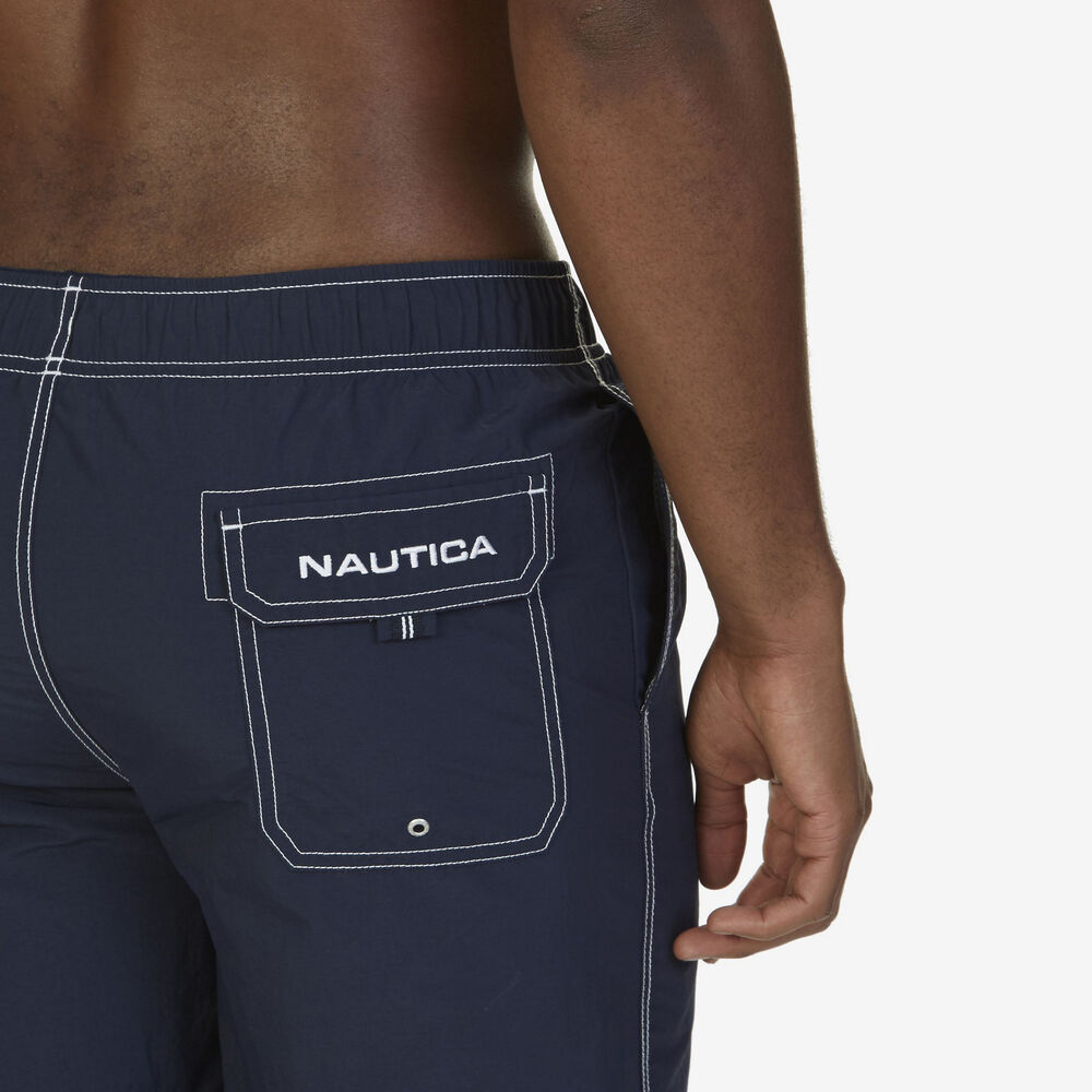 8" BIG & TALL SWIM TRUNKS,Navy,large