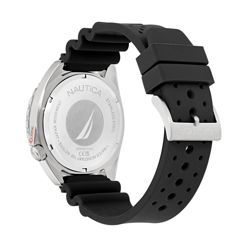 Nautica Vintage Silicone Watch,Black,large