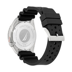 Nautica Vintage Silicone Watch,Black,large