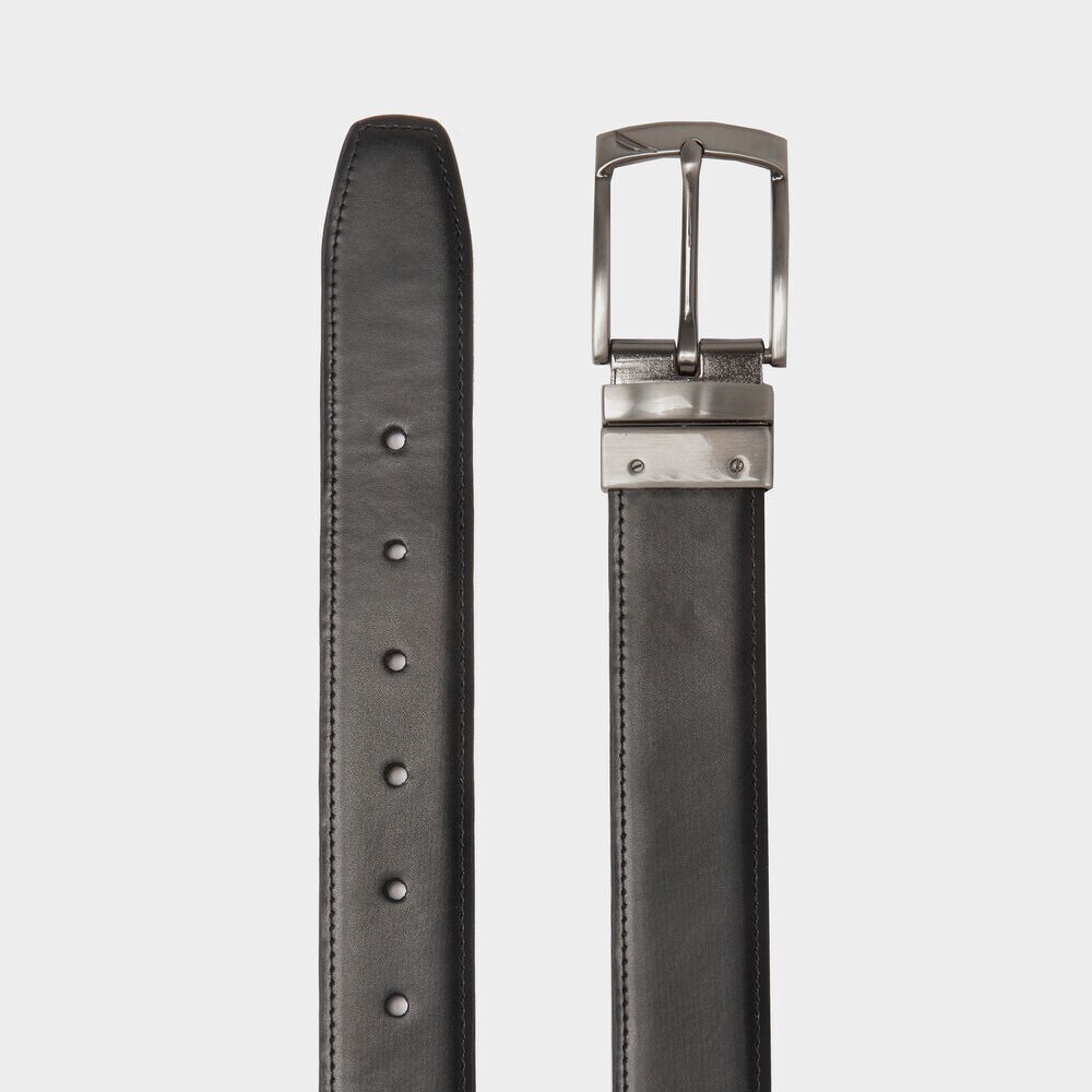 REVERSIBLE SAFFIANO LEATHER DRESS BELT,Military Tan,large
