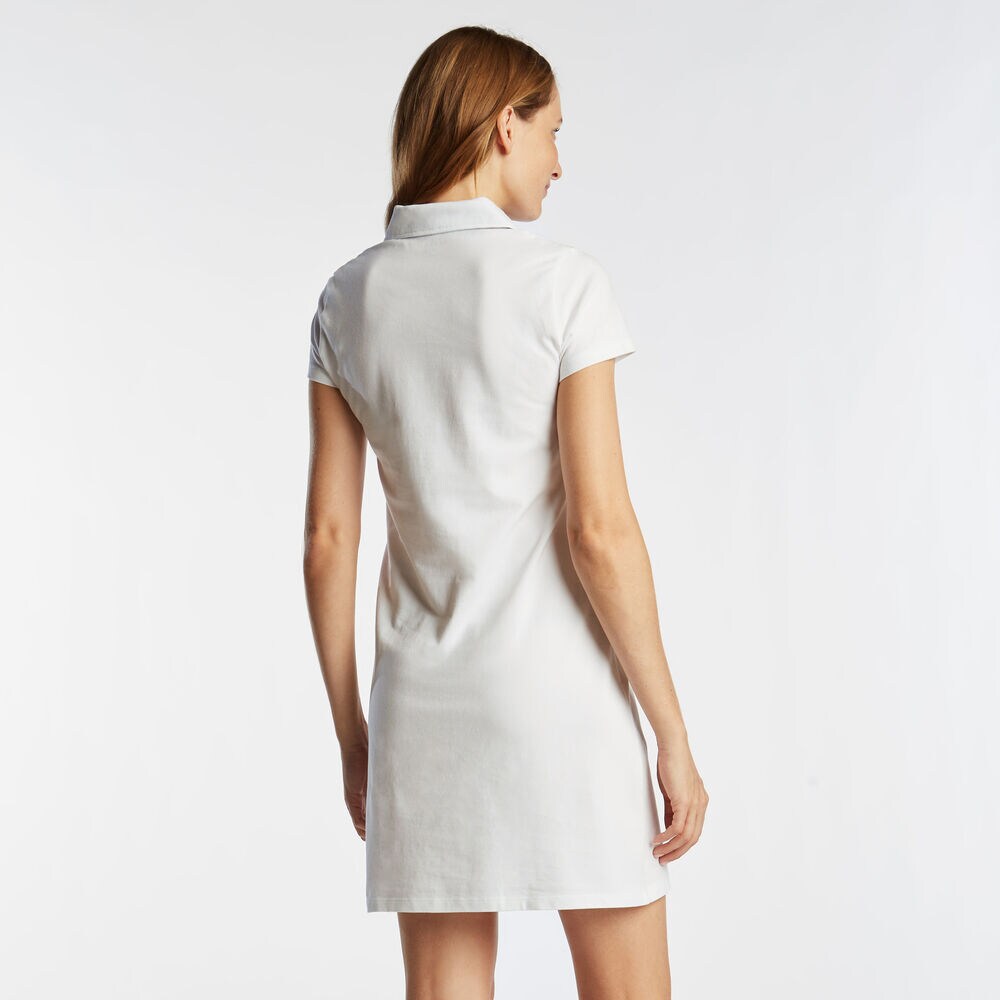 Short Sleeve Polo Dress,Bright White,large