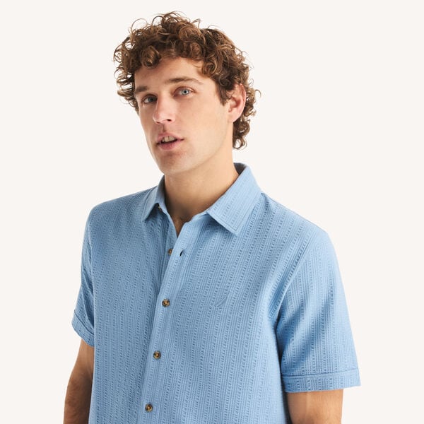 Classic Fit Seersucker Button-Front Polo