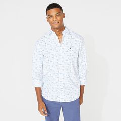 CLASSIC FIT PALM PRINT SHIRT,Bright White,large