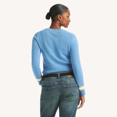 Cable-Knit Crewneck Sweater,South Beach Aqua,large