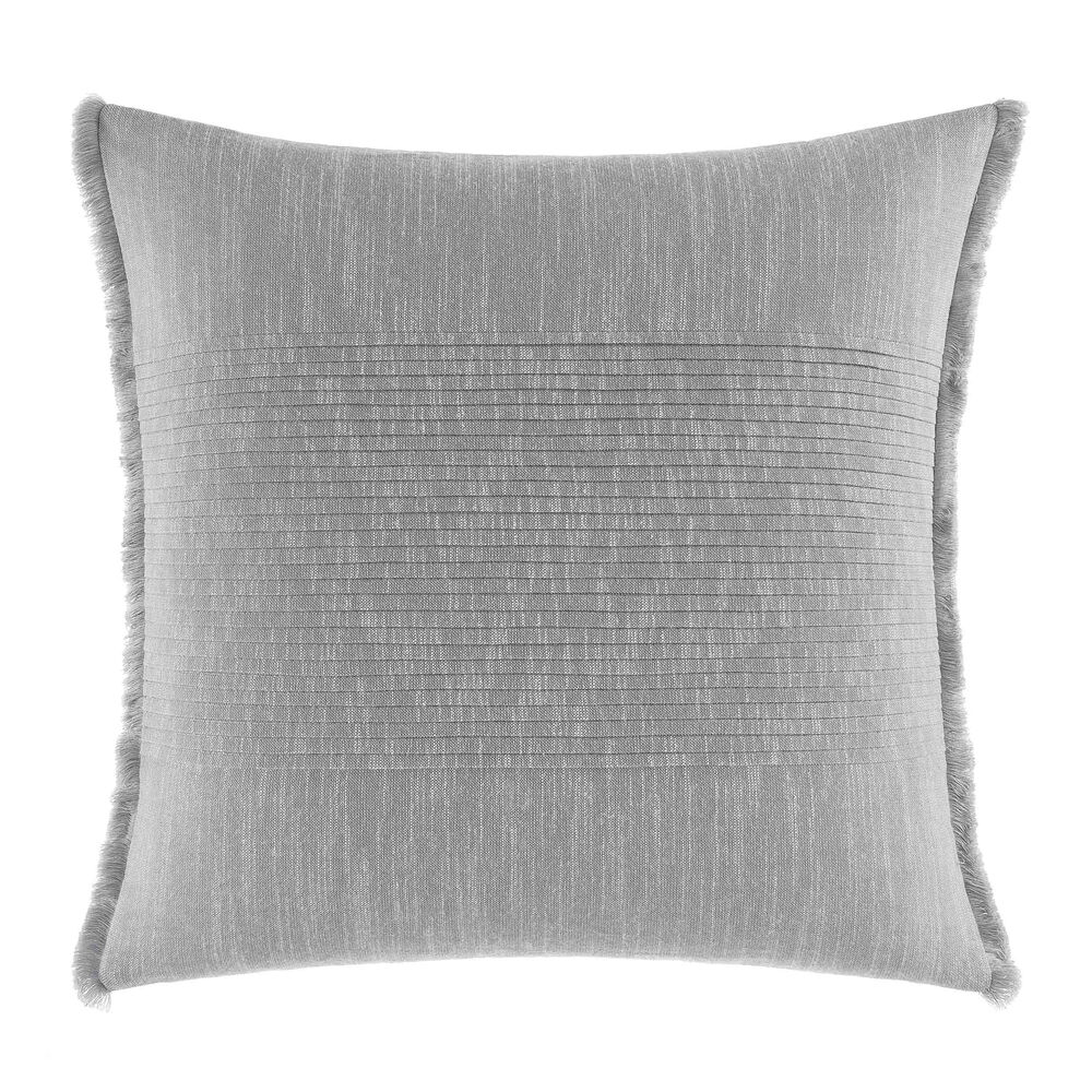Bronwell Fringe Pleated Square Throw Pillow in Light Grey,Grey Heather,large