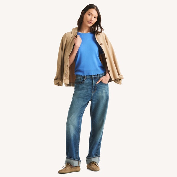 Scalloped Short-Sleeve Sweater