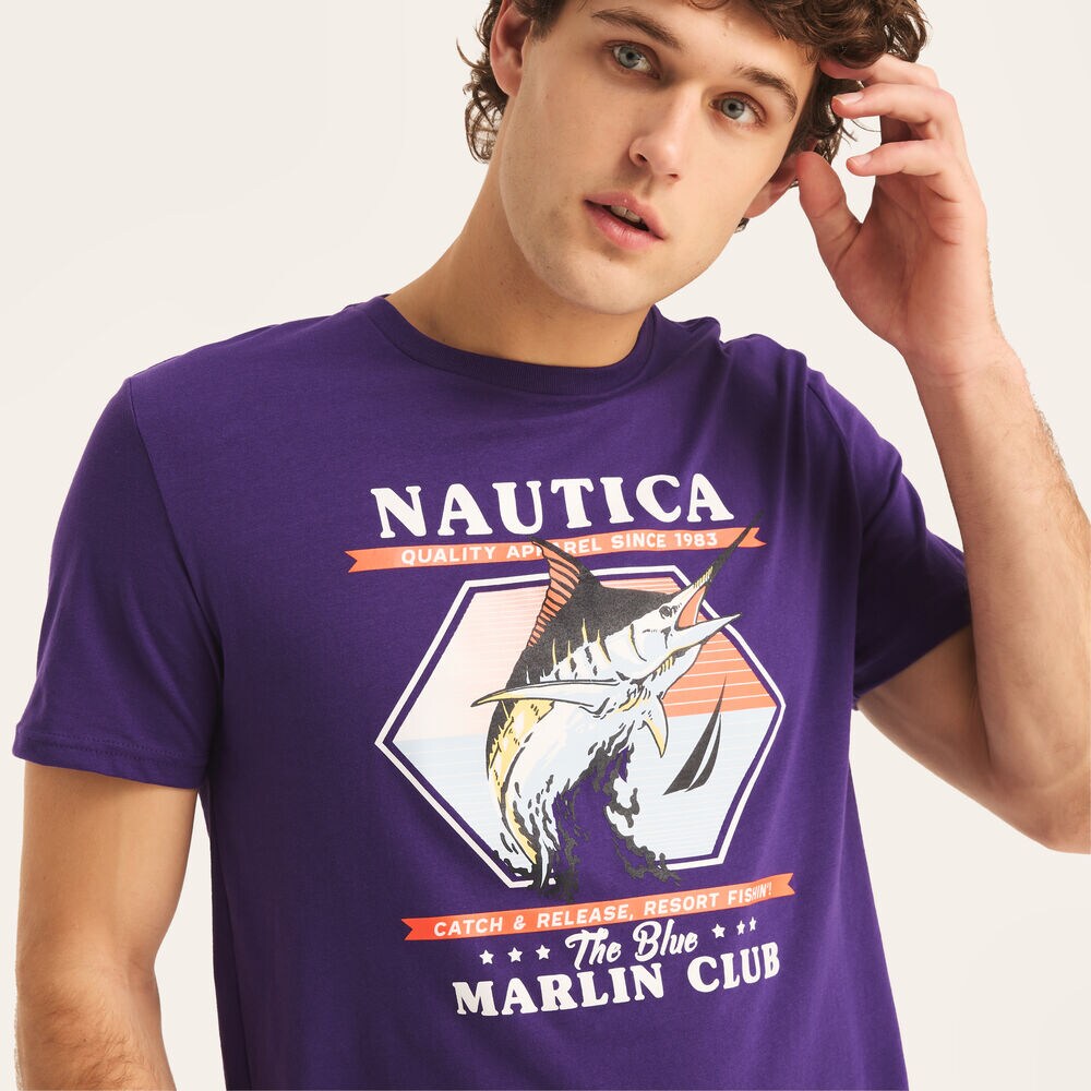 Blue Marlin Club Graphic T-Shirt,Dusty Pink,large