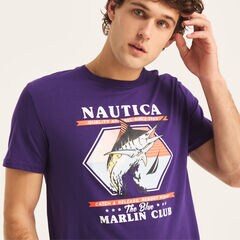 Blue Marlin Club Graphic T-Shirt,Dusty Pink,large