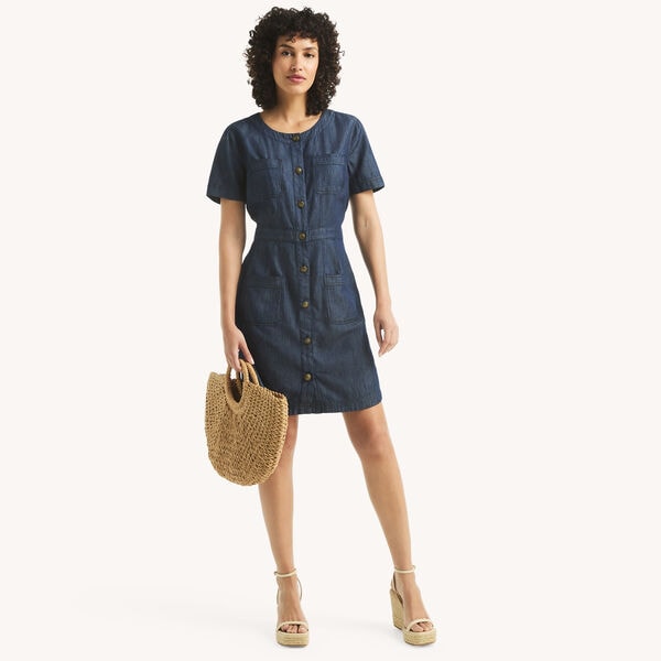 Button-Up Denim Dress