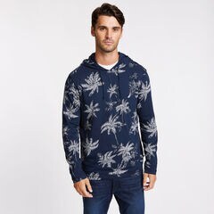 Beach-to-Street Palm Tree Hoodie,Navy,large