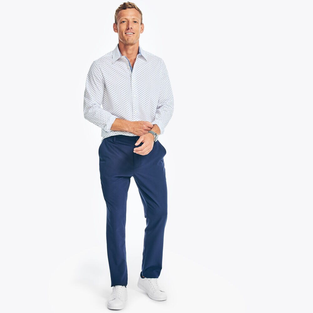NAVTECH TRIM FIT PRINTED SHIRT,Bright White,large