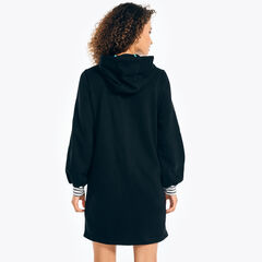 FLEECE HOODIE DRESS,True Black,large