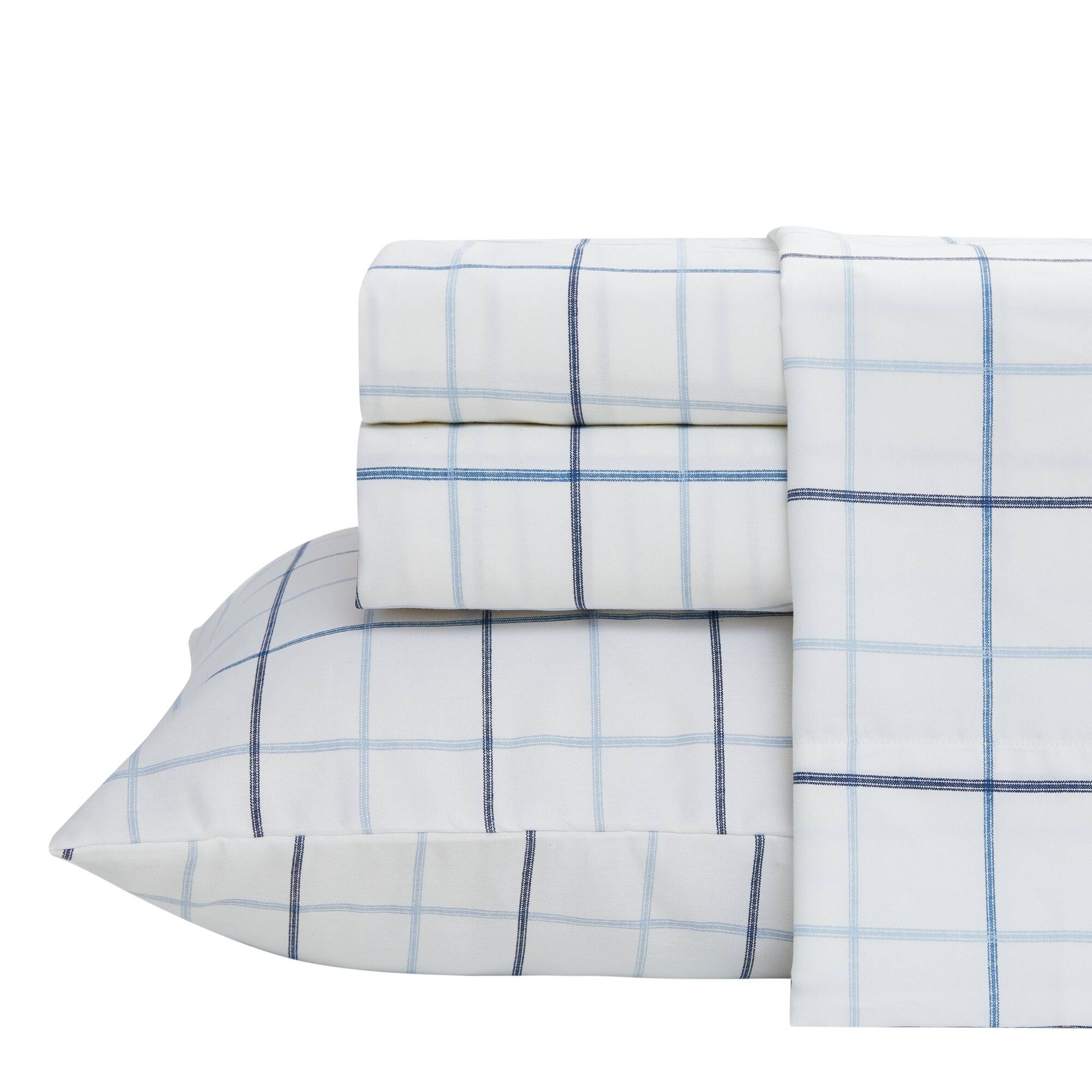 WINDOWPANE QUEEN SHEET SET,Classic Blue,large