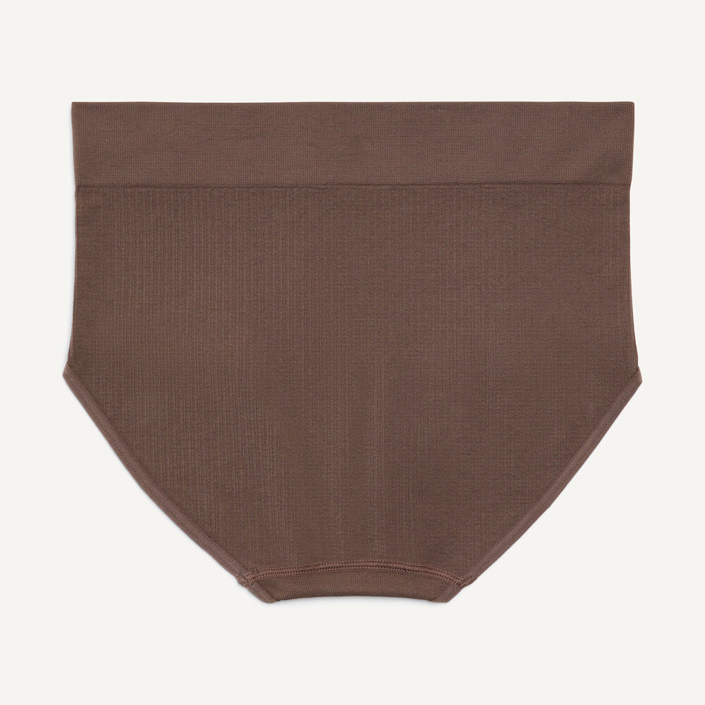Seamless Ribbed Brief, 5-Pack,Dark Brown,large