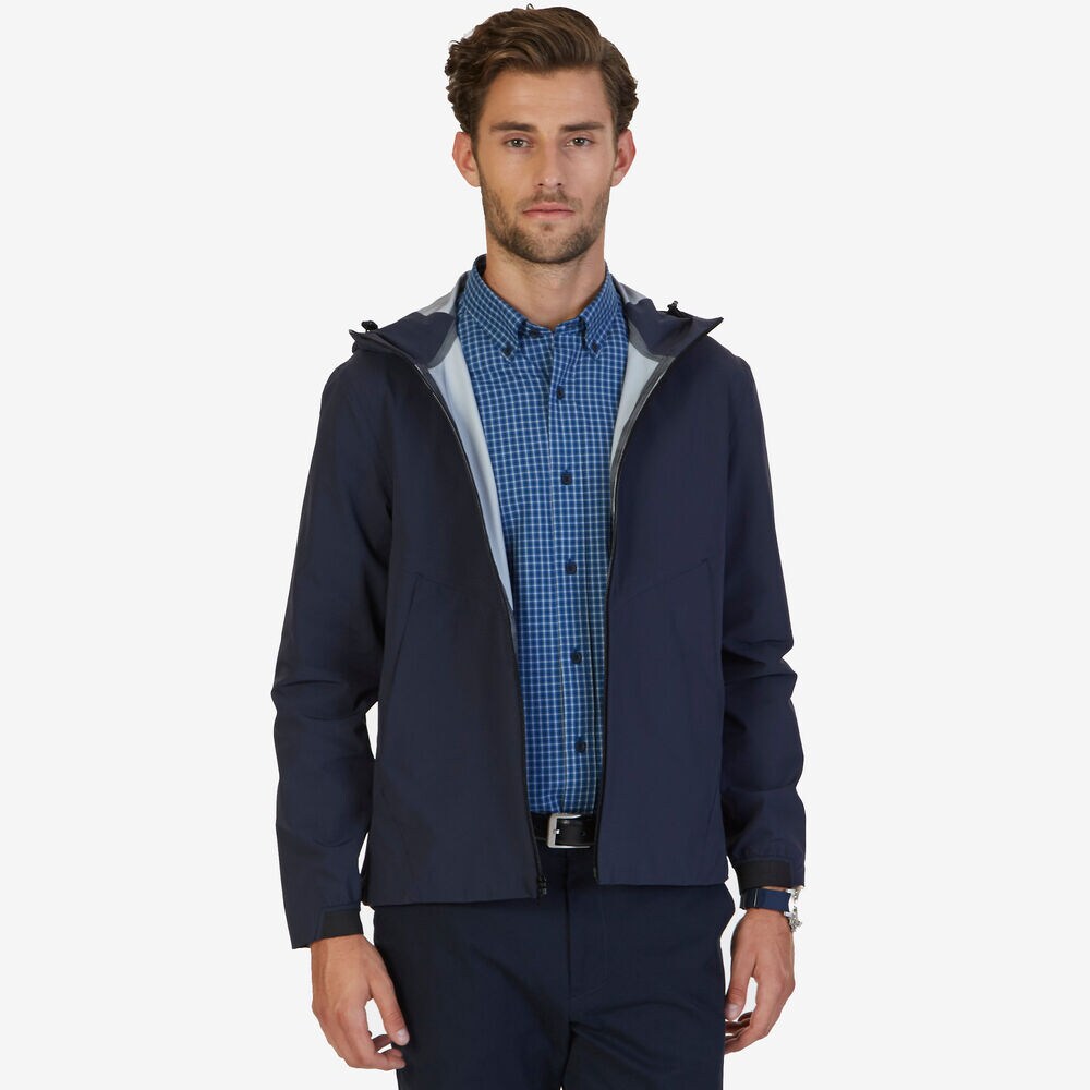 Waterproof Stretch Nylon Windbreaker,True Navy,large
