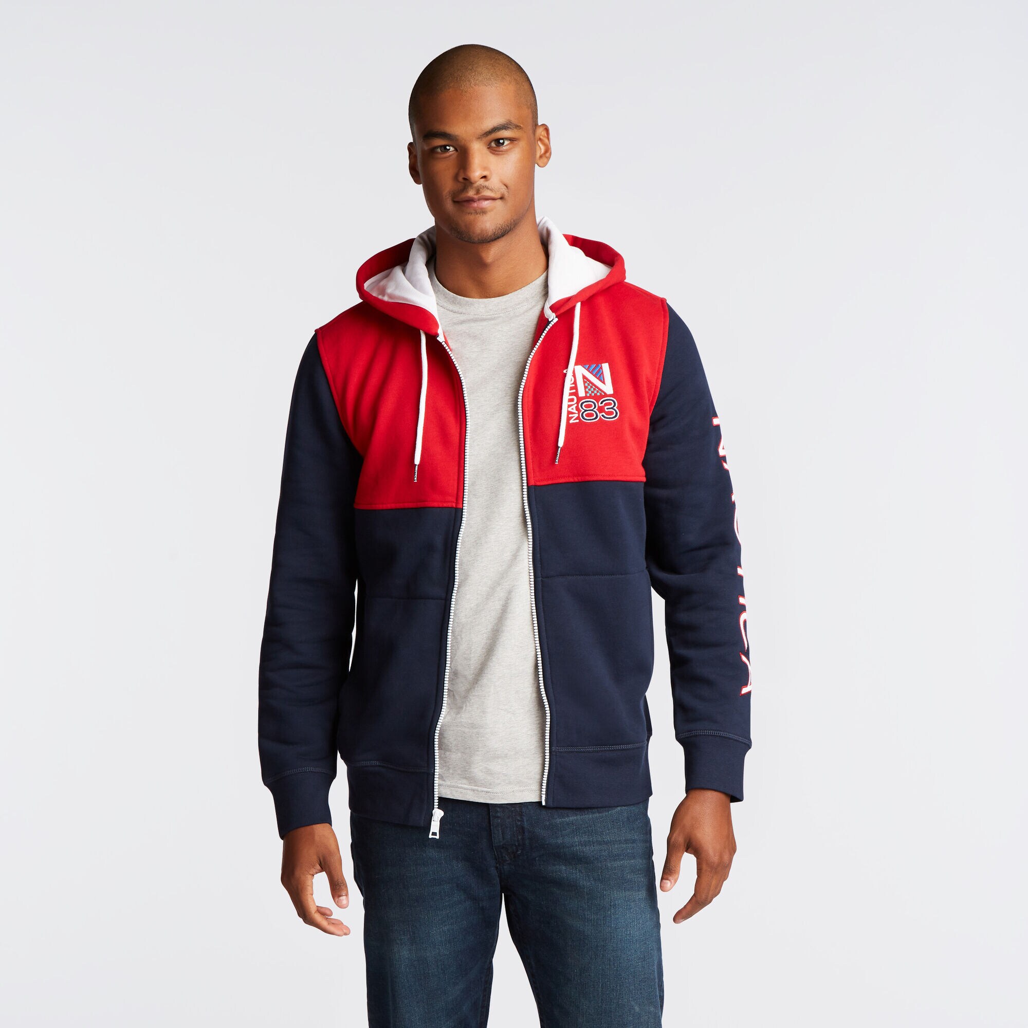 Nautica Mens Pieced Colorblock Full Zip Hoodie eBay