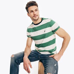 STRIPED CREWNECK T-SHIRT,Bright Willow,large