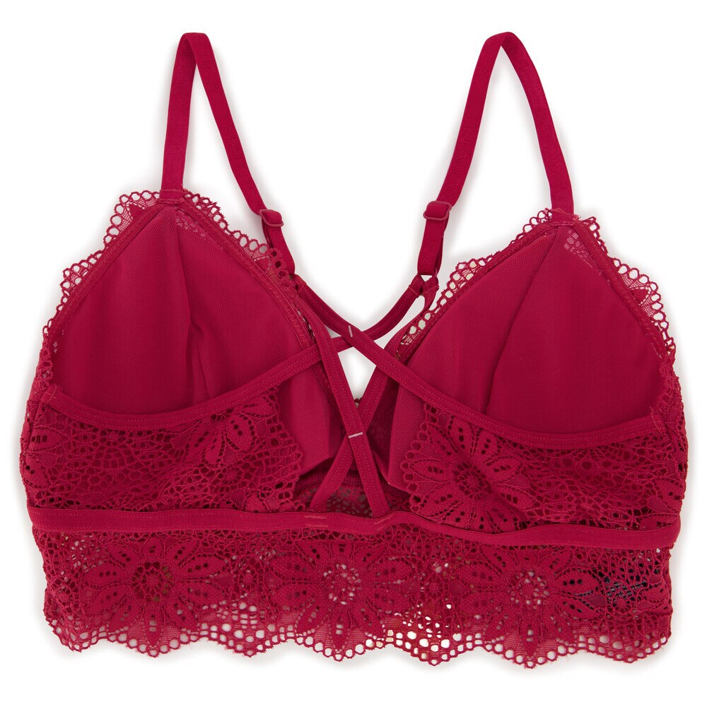 LONGLINE CROSSBACK LACE BRALETTES, 2-PACK,Glory Red,large
