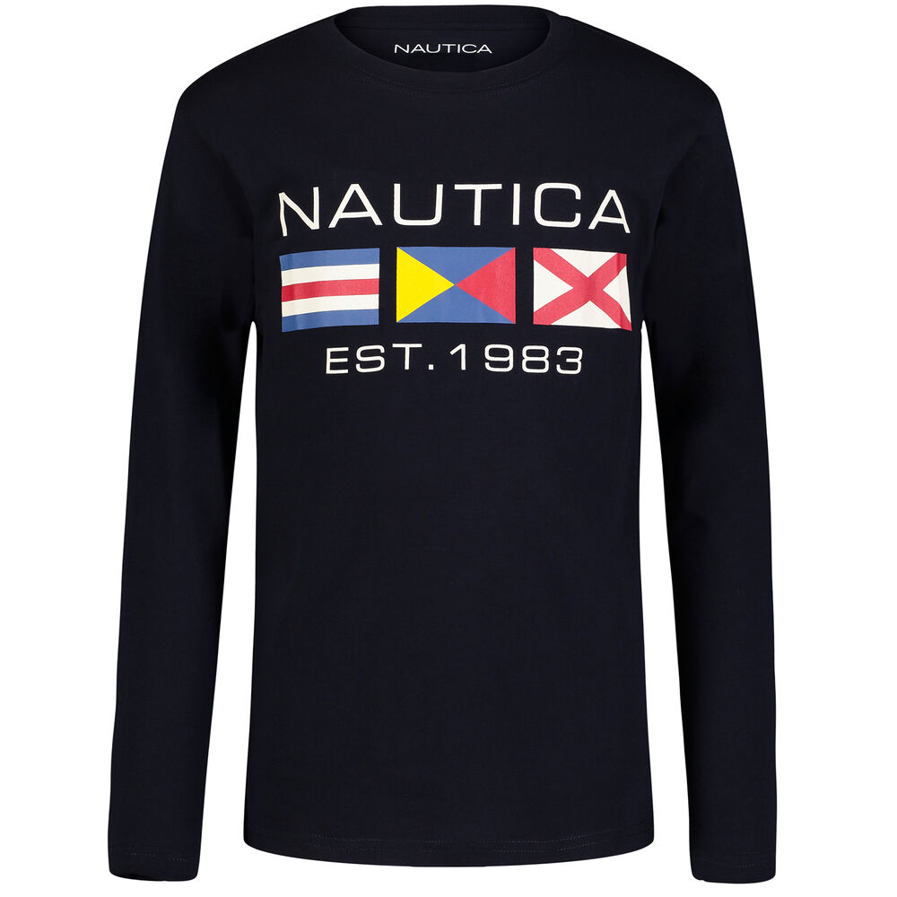 Boys' Icon Long Sleeve T-Shirt (8-20),Aquadream,large