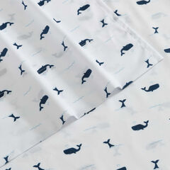 Caspian Whales Navy Full Sheet Set,Bali Bliss,large