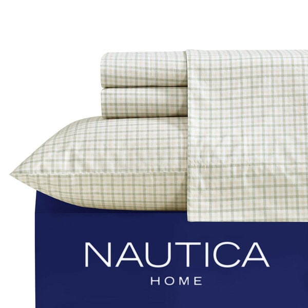 Calm Seas Gingham Green Twin XL Sheet Set