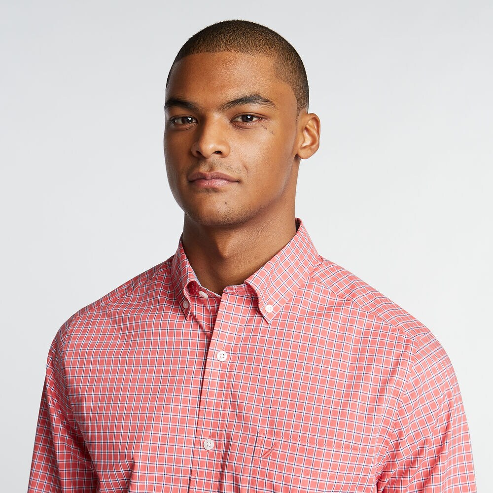 CLASSIC FIT WRINKLE-RESISTANT PLAID SHIRT,Spiced Coral,large