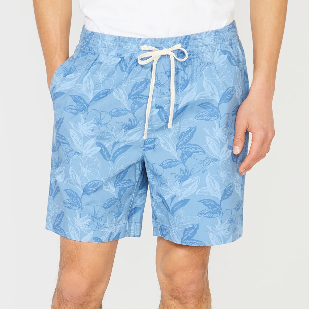 BIG & TALL FLORAL PRINT SHORT,Riviera Blue,large