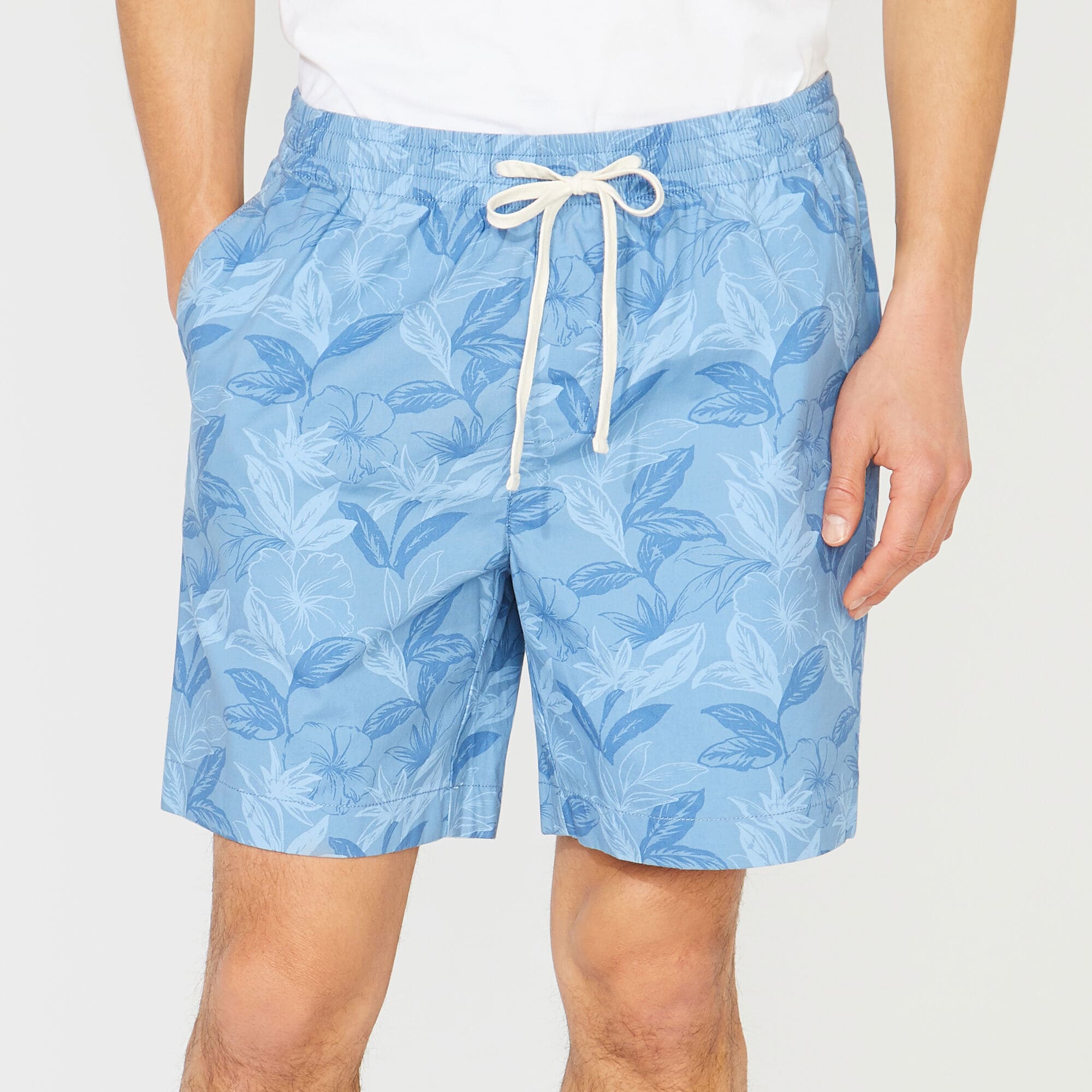 BIG & TALL FLORAL PRINT SHORT,Riviera Blue,large