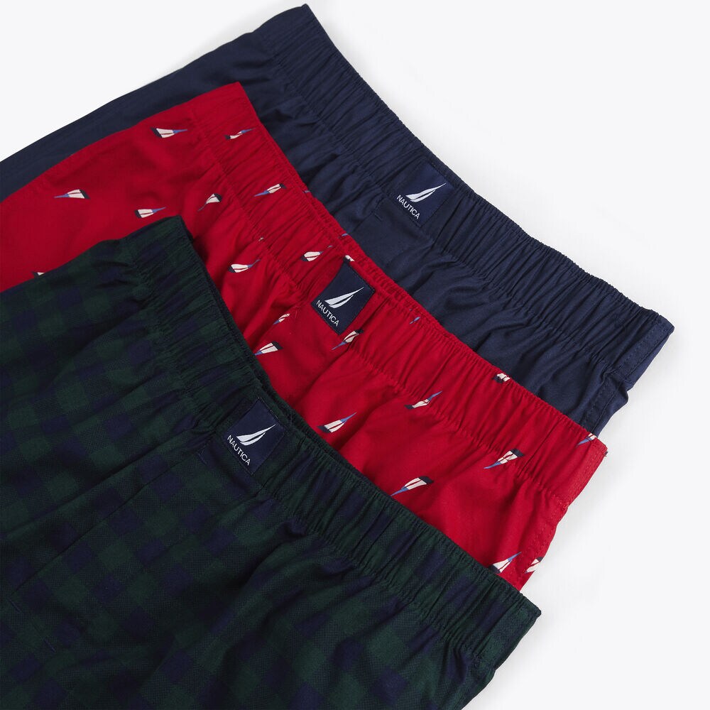 BUFFALO PLAID COTTON BOXERS, 3-PACK,Capri Blue,large