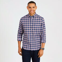 Big & Tall Tencel Plaid Classic Fit Shirt,J Navy,large