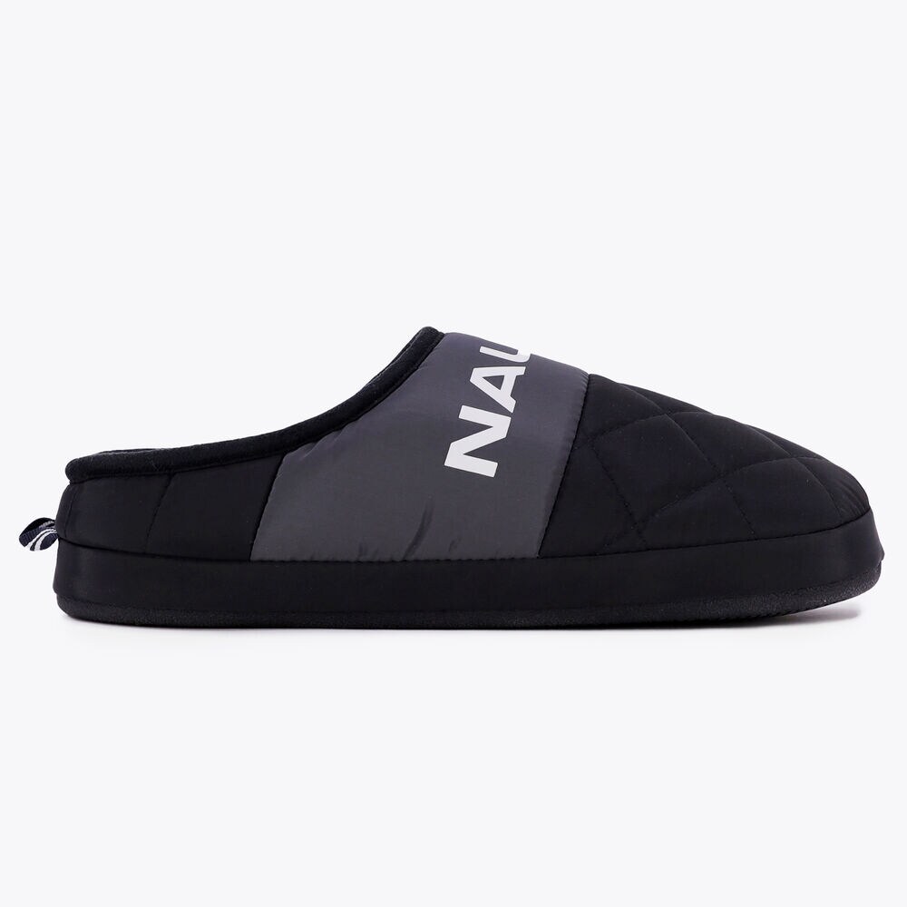NYLON FLEECE-LINED SLIPPER,Black,large