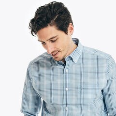 WRINKLE-RESISTANT PLAID WEAR TO WORK SHIRT,Azure Blue,large