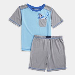BOY'S SHARK PRINT 2PC SLEEP SHORT SET (8-20),Pale Blue,large