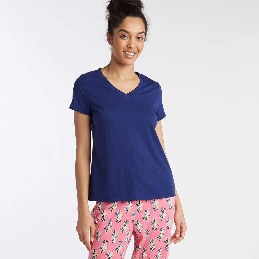 SHORT SLEEVE PAJAMA SET IN HOT PINAPPLE PRINT,Pale Pink,large